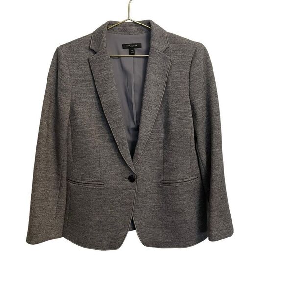 Ann Taylor Petite Grey Wool Blend Single Button Blazer Size 12P NWOT - Picture 1 of 7